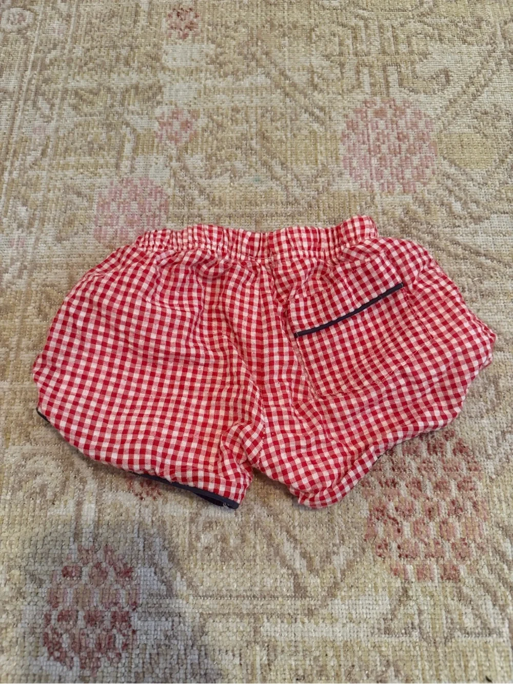 Kids Red Gingham Shorts with Navy Trim 2T